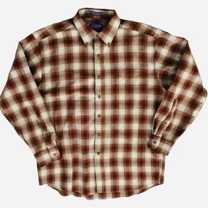 Pendleton Vintage 100% Virgin Wool Button Down Shirt Plaid Men’s Size Large